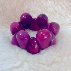 Vibrant Magenta/Pink Beaded Stretch Bracelet